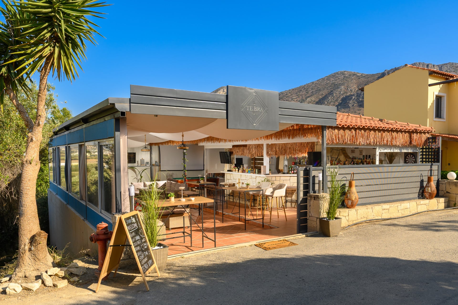 Big screens and lounge at TE.BRA sports bar Hersonissos